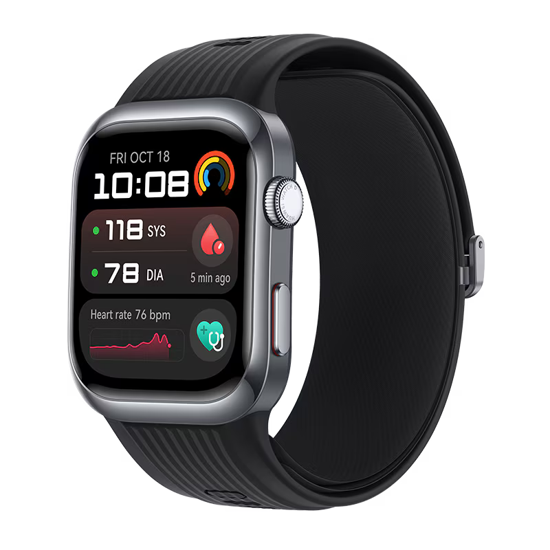 Huawei Watch D2 smartwatch in black, front angled view with AMOLED display.
