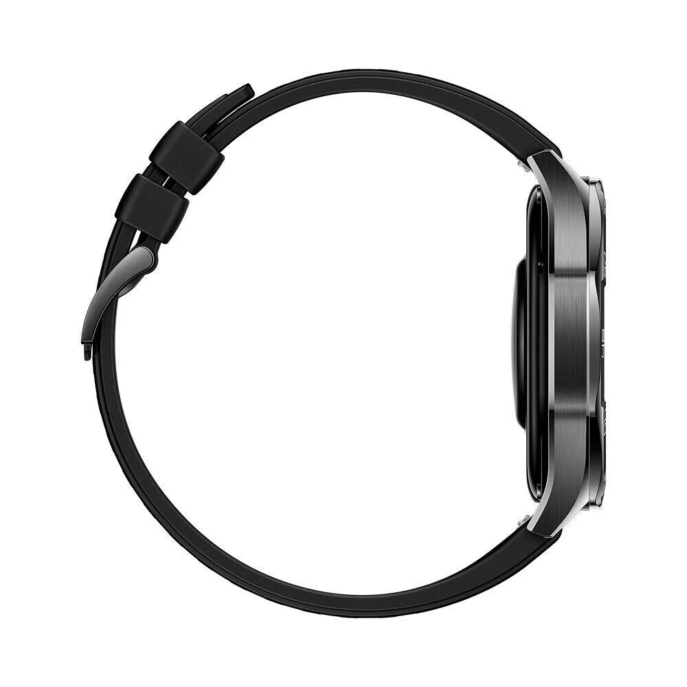Huawei Watch GT 5 smartwatch in black, slim side profile with strap.