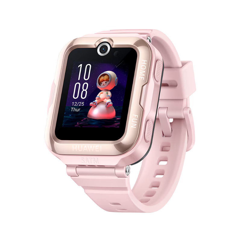 Huawei Watch Kids 4 Pro pink edition, angled front view showing case and screen.