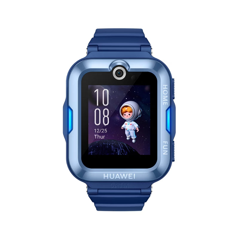 Huawei Watch Kids 4 Pro in blue, front view with digital interface