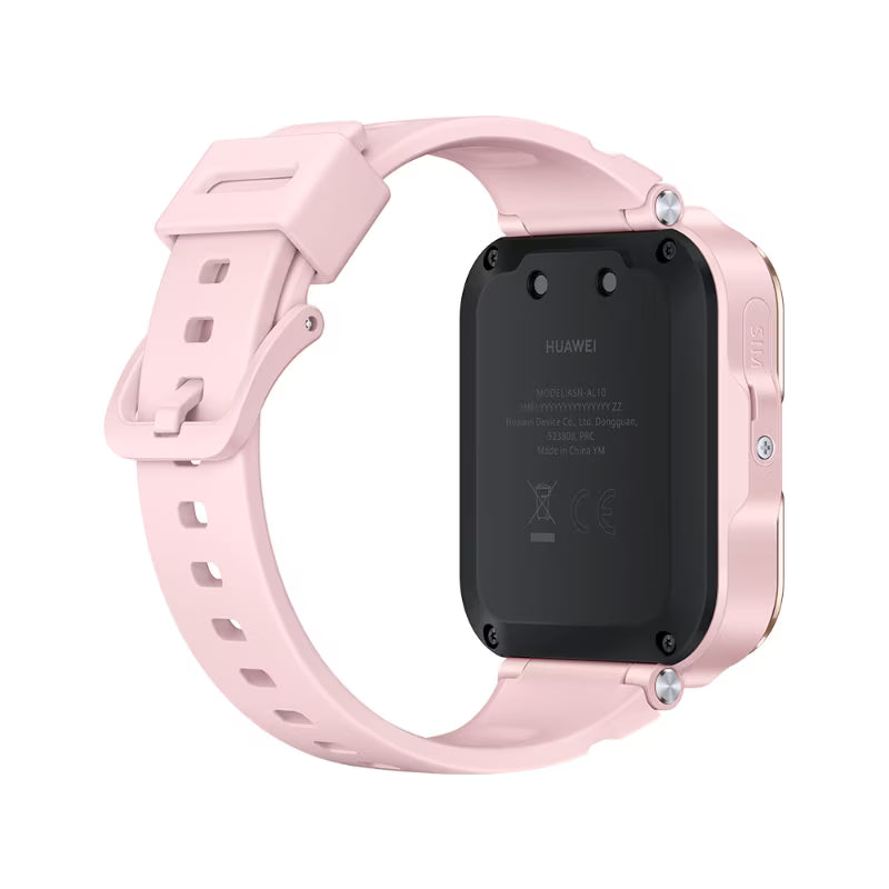 Huawei Watch Kids 4 Pro pink, left side view with button visible.